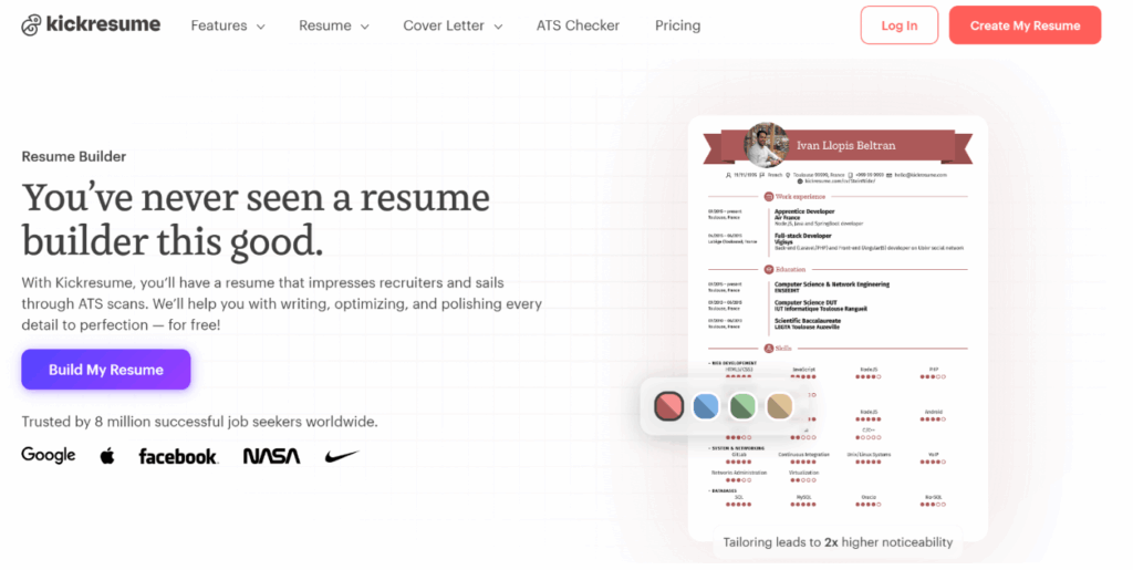 Kickresume resume templates Kickresume AI resume builder