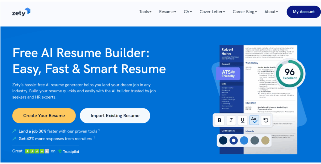 Zety ATS resume builder Zety online resume builder