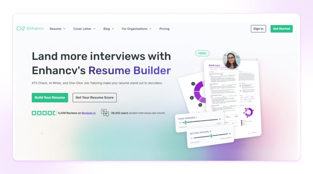Modern Resume Builder for Job Seekers Enhancv resume builder with modern customizable resume templates