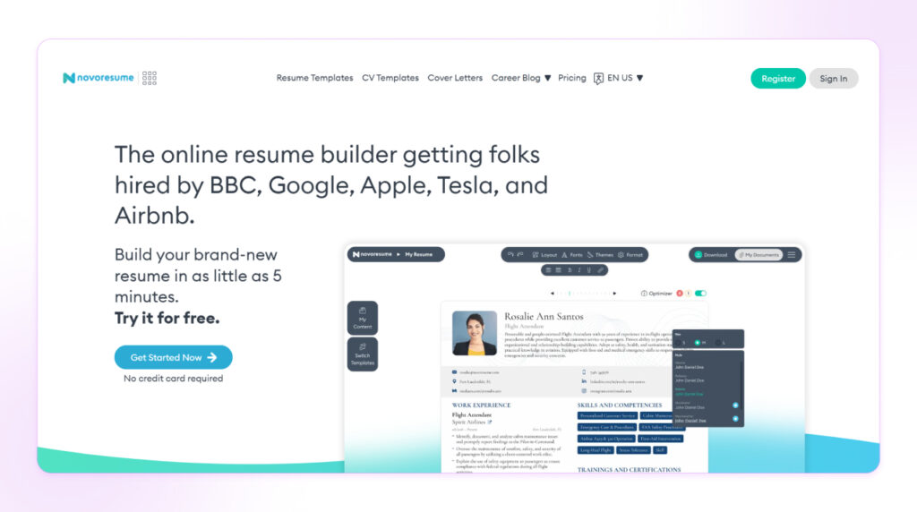 Easy-to-Use Professional Resume Builder Novoresume resume builder with drag-and-drop ATS-friendly templates