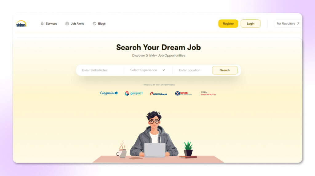 Shine.com Job Search Platform Shine.com job portal for entry and mid-level roles
