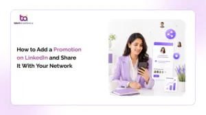 Professional celebrating a promotion by updating their LinkedIn profile