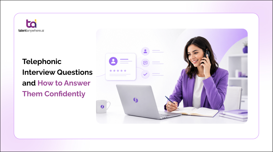 Job seeker answering a telephonic interview call while looking at notes