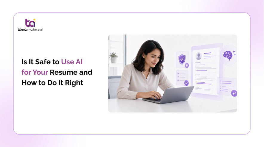Job seeker editing an AI drafted resume on talentanywhere.ai before applying